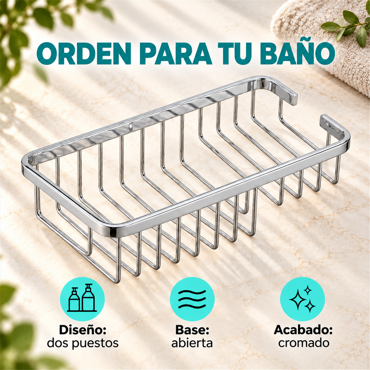 Jabonera Canastilla De Dos Puestos Cromada - Características del producto