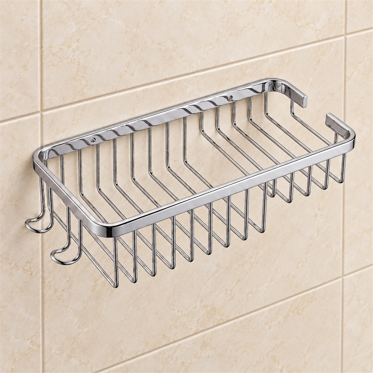 Jabonera Rectangular De Dos Puestos Con Perchero En Acero - Vista cercana del producto