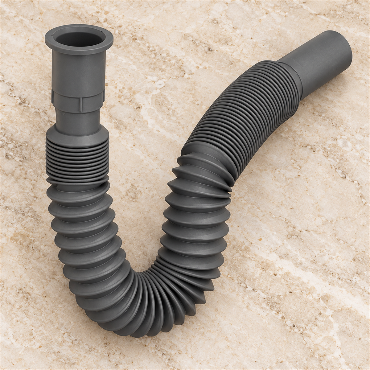 Sifón Flexible Plástico Gris - Vista cercana del producto