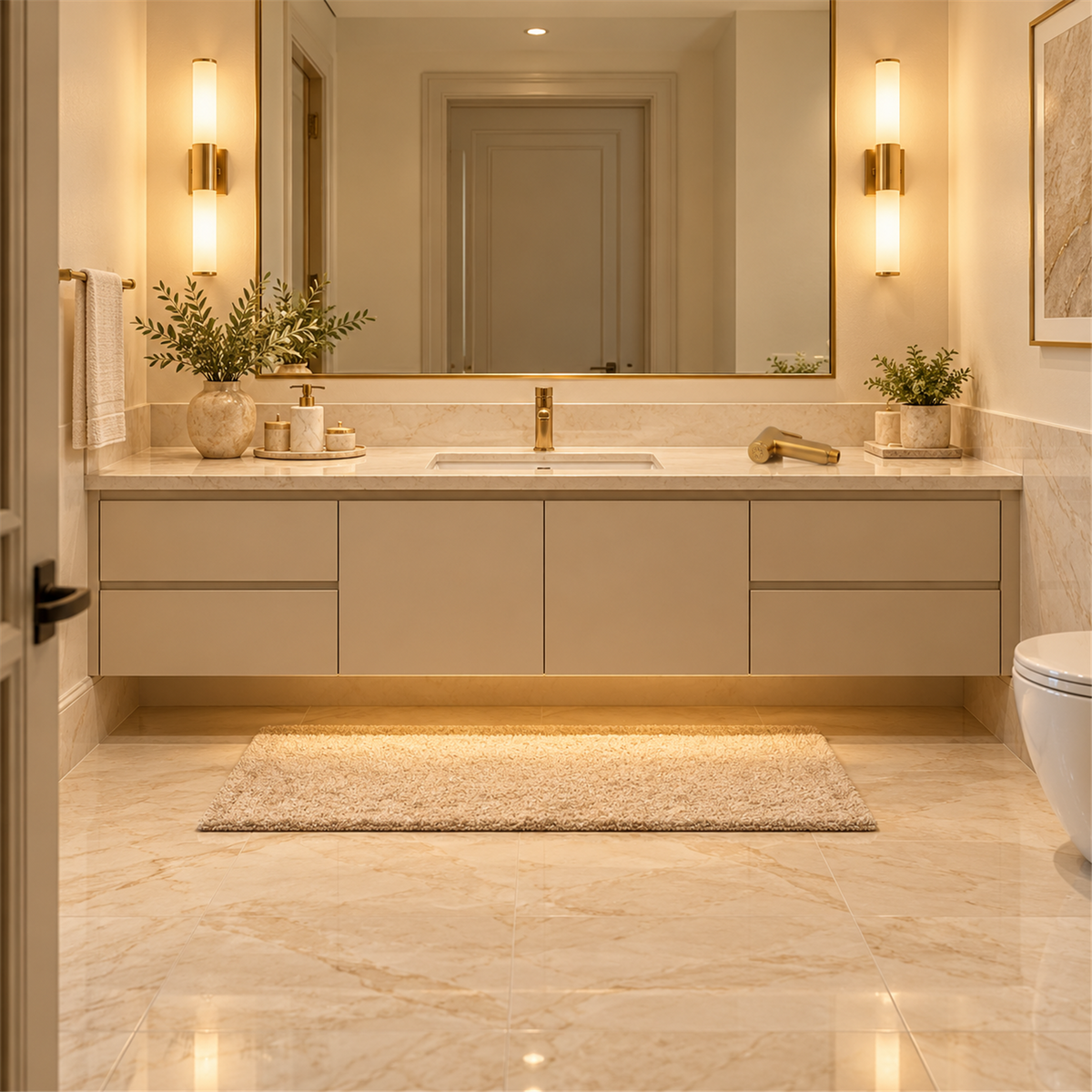 Ducha Bidet Dorada En ABS - Ambientación amplia con escala natural