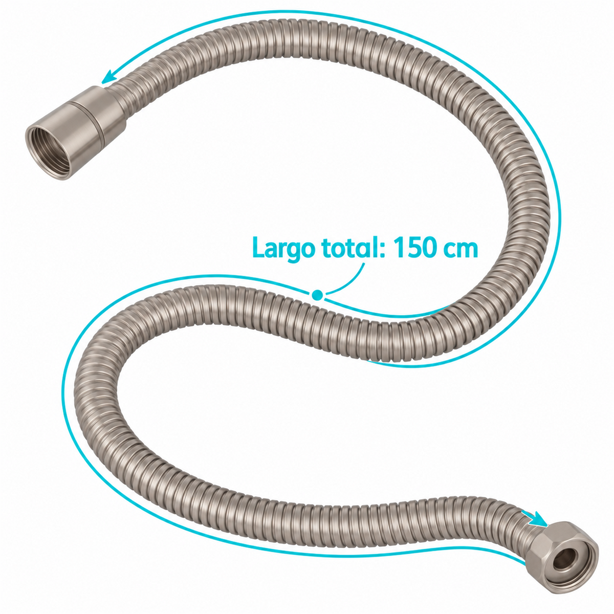 Manguera Para Teleducha Satinada Eko 150 cm - Medidas del producto