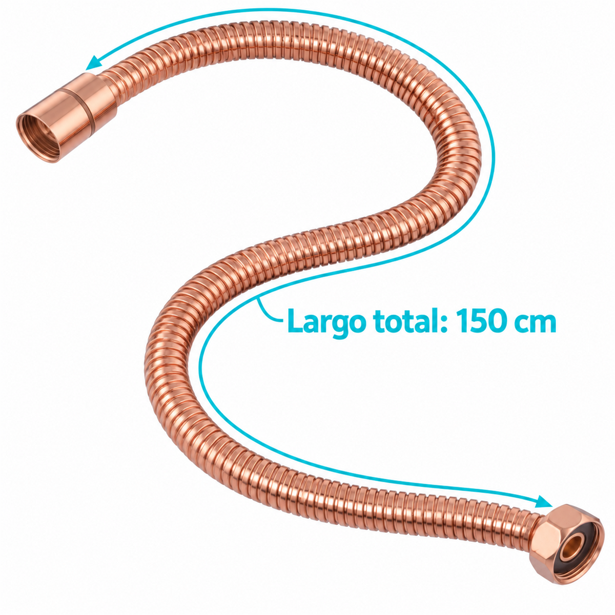 Manguera Para Teleducha Oro Rosa 150 cm - Medidas del producto