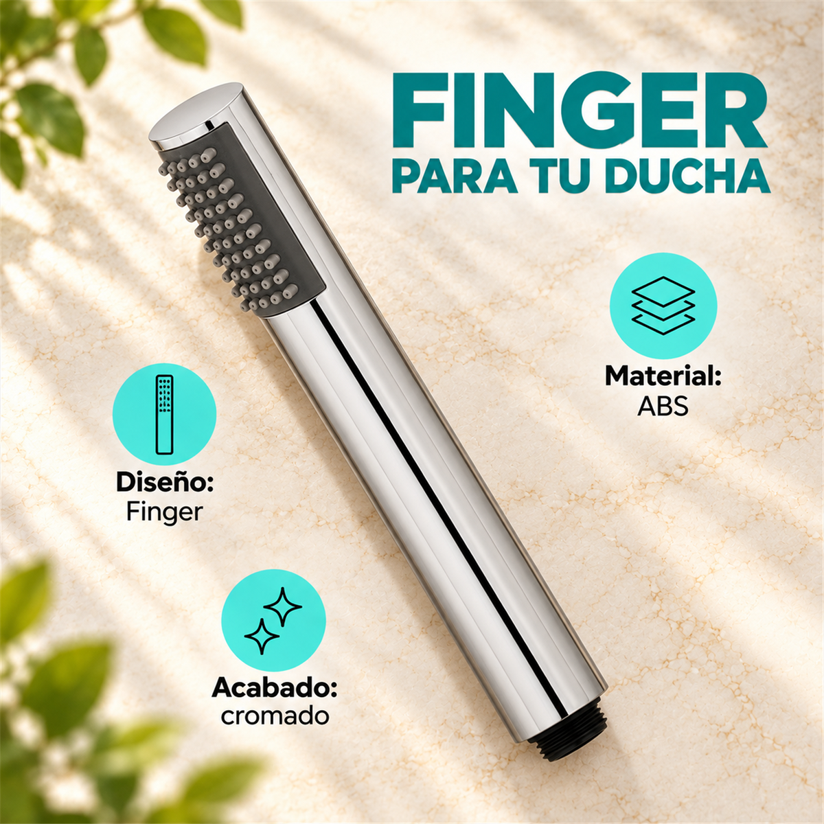 Teleducha Redonda Finger Cromada En ABS - Características del producto