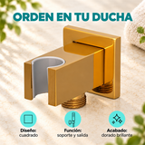 Soporte Cuadrado Para Teleducha Con Salida Dorada - Características del producto
