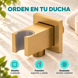 Soporte Cuadrado Para Teleducha Con Salida Dorada Cepillada - Características del producto