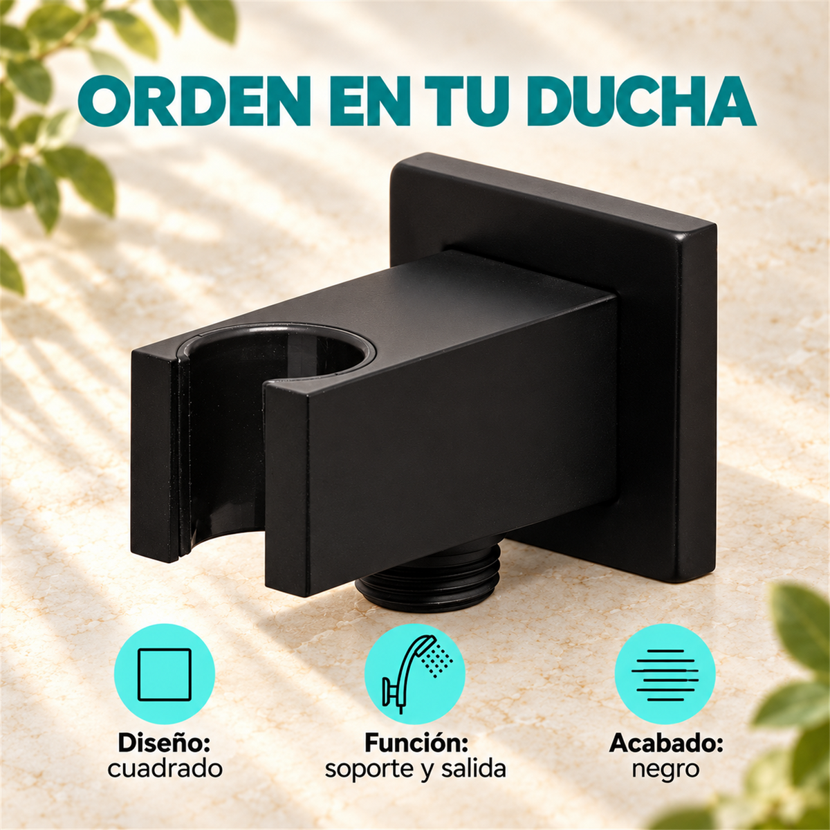 Soporte Cuadrado Para Teleducha Con Salida Negra - Características del producto