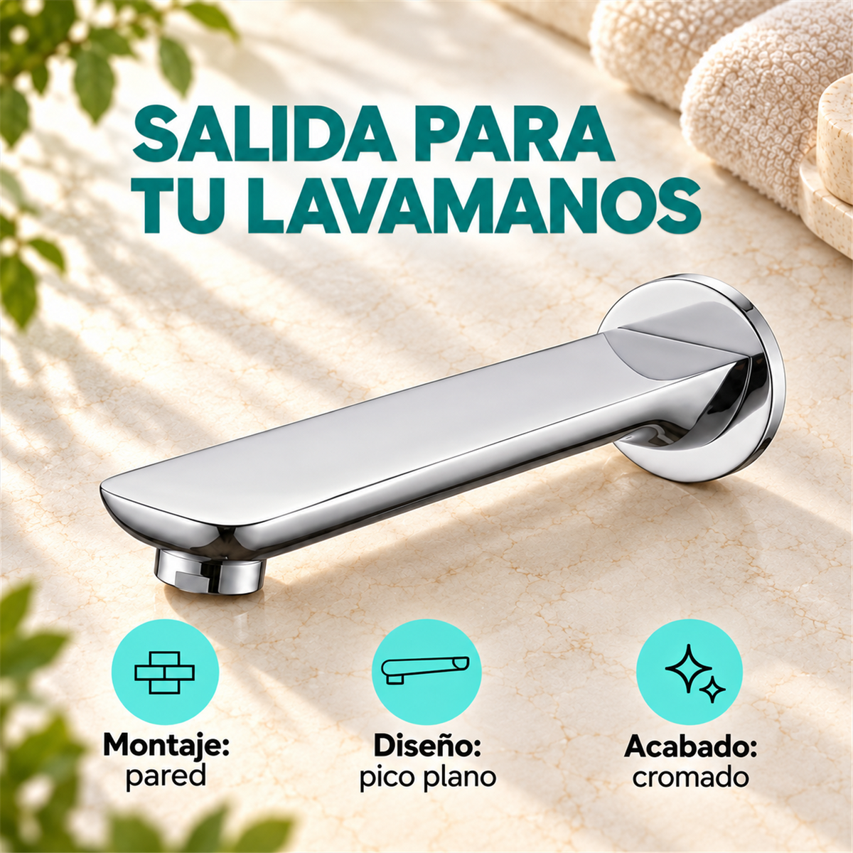 Pico De Lavamanos De Pared Cromado - Características del producto