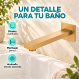 Pico De Pared Cuadrado Para Lavamanos O Tina Dorado Cepillado - Características del producto