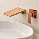 Grifería Monocontrol De Pared Para Lavamanos Cascade Oro Rosa - Vista cercana del producto