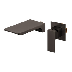 Grifería Monocontrol De Pared Para Lavamanos Cascade Gris Cepillada