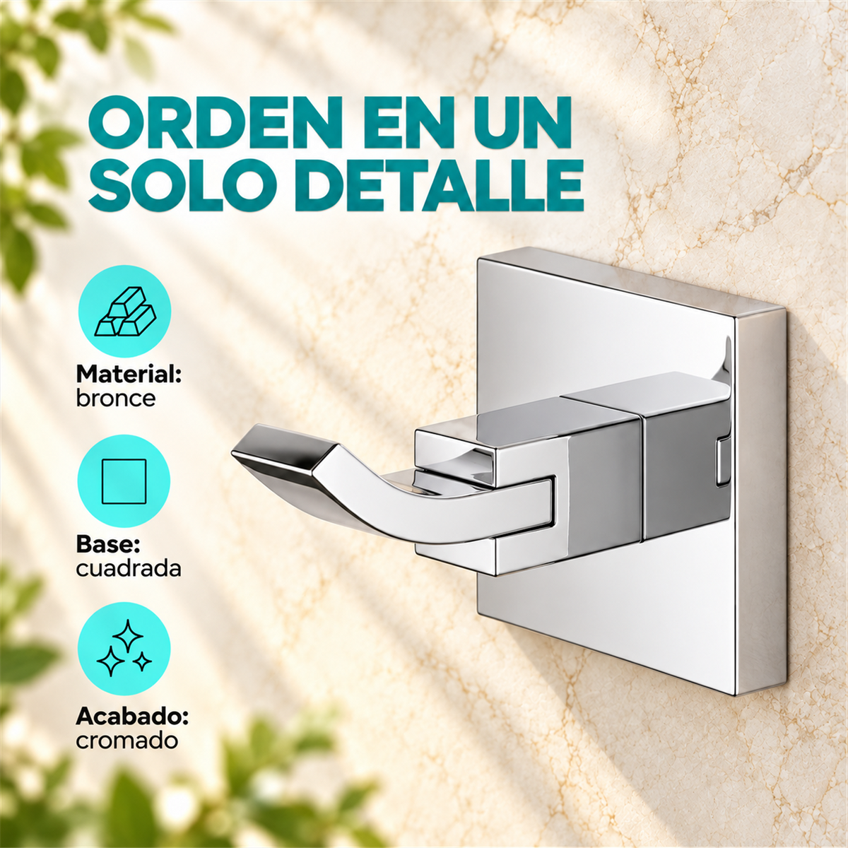 Perchero De Base Cuadrada Cromado En Bronce - Características del producto