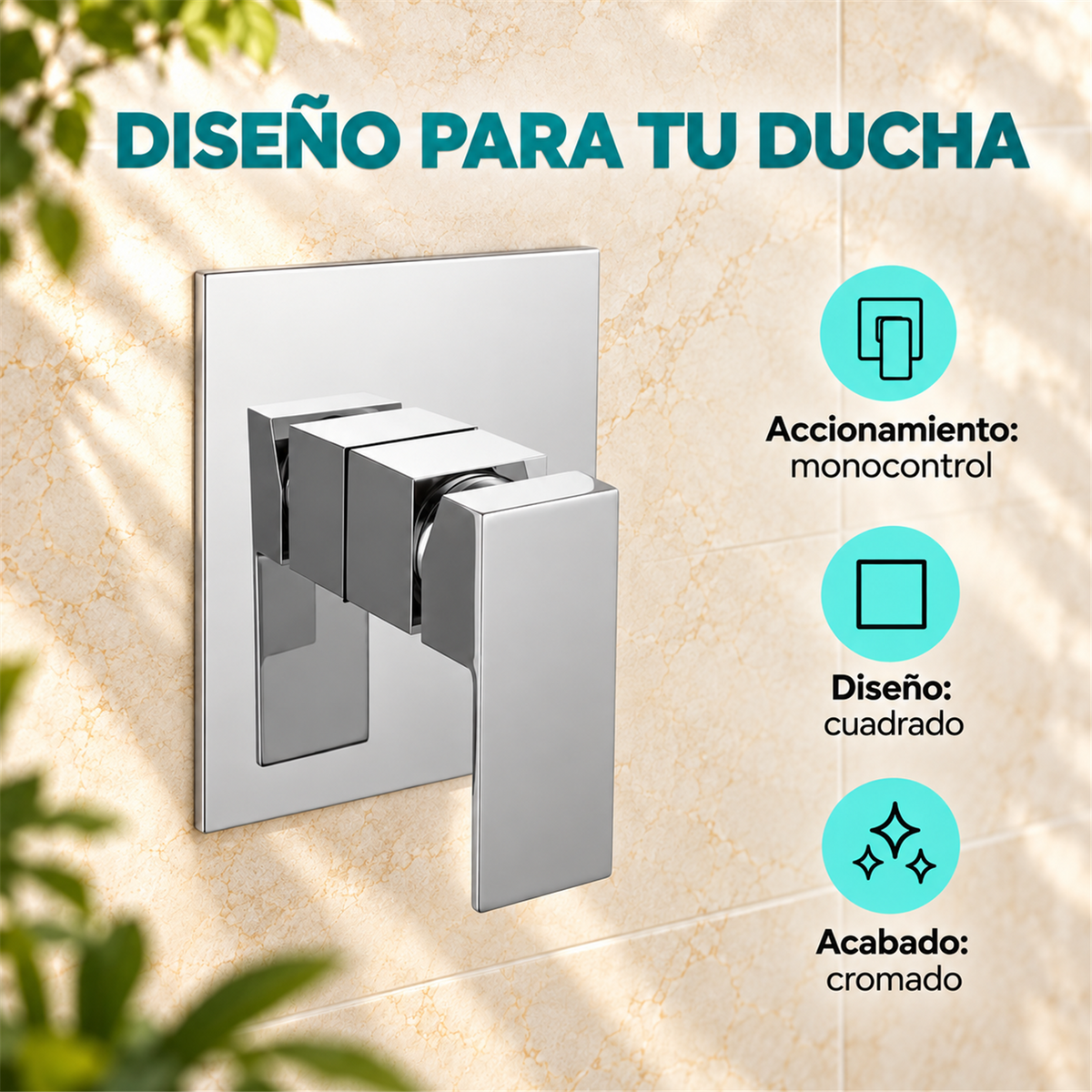 Monocontrol De Ducha Cuadrado Pesado Cromado - Características del producto