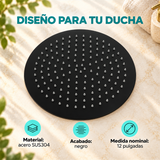 Regadera Redonda Negra En Acero Inoxidable 304 12 Pulgadas - Características del producto