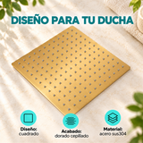Regadera Cuadrada Dorada Cepillada En Acero Inoxidable 304 12 Pulgadas - Características del producto