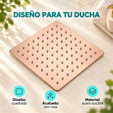 Regadera Cuadrada Oro Rosa En Acero Inoxidable 304 8 Pulgadas - Características del producto