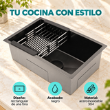 Lavaplatos Rectangular Negro En Acero Inoxidable 304 60 × 40 cm - Características del producto