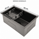 Lavaplatos Rectangular Negro En Acero Inoxidable 304 60 × 40 cm - Medidas del producto