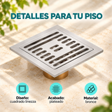 Rejilla De Piso Cuadrada Linezza En Bronce Antirretorno - Características del producto