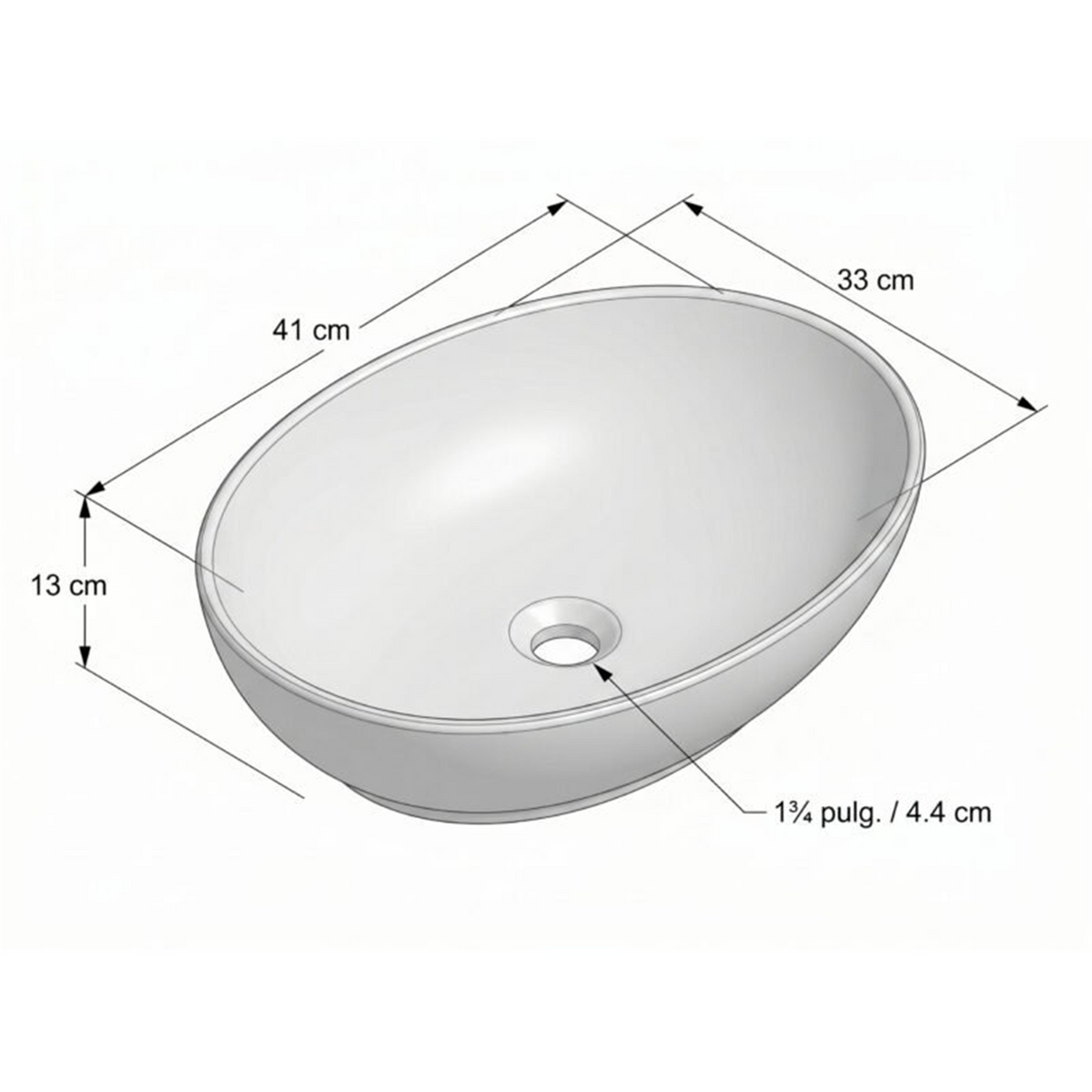 Lavamanos Canoa Calacata Blanco Mate 41 × 33 cm - Medidas del producto