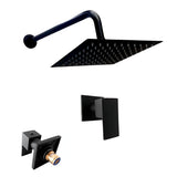 Ducha Negra En Acero Con Llave Manija Agua Fria Cuadrada Color Negro