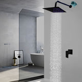 Ducha Negra En Acero Con Llave Manija Agua Fria Cuadrada Color Negro