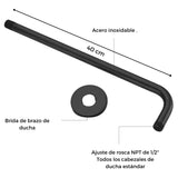 Ducha Regadera Cuadrada Color negro 15cm +Tubo