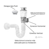Pack X 2 Desague Push Sifon Universal Valvula Antiretorno - imagen 2