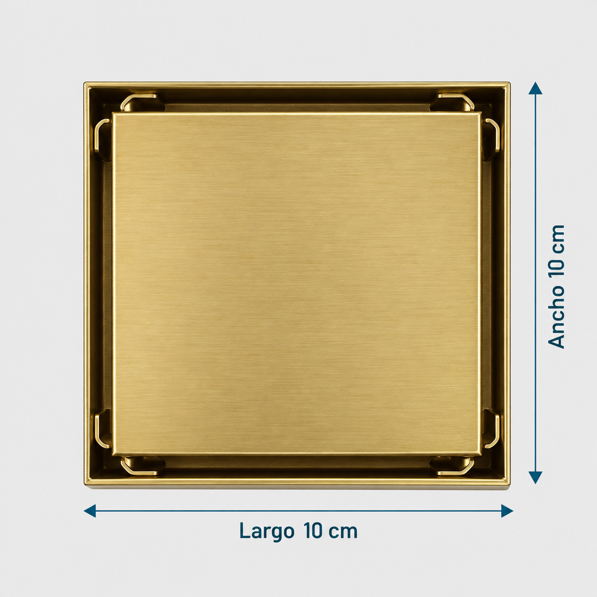 Medidas de Rejilla Invisible Oro Cepillado Para Piso 10 X 10 Cm