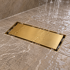 Rejilla Lineal Invisible Oro Cepillado Para Piso 20 X 10 Cm