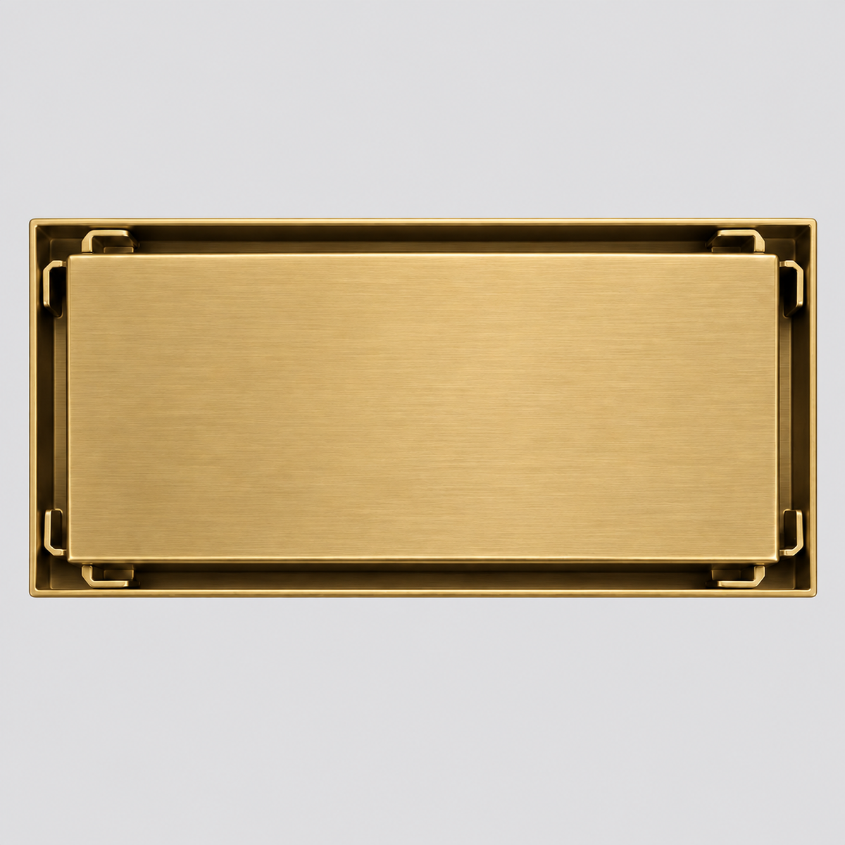 Rejilla Lineal Invisible Oro Cepillado Para Piso 20 X 10 Cm vista de producto limpia y proporcional