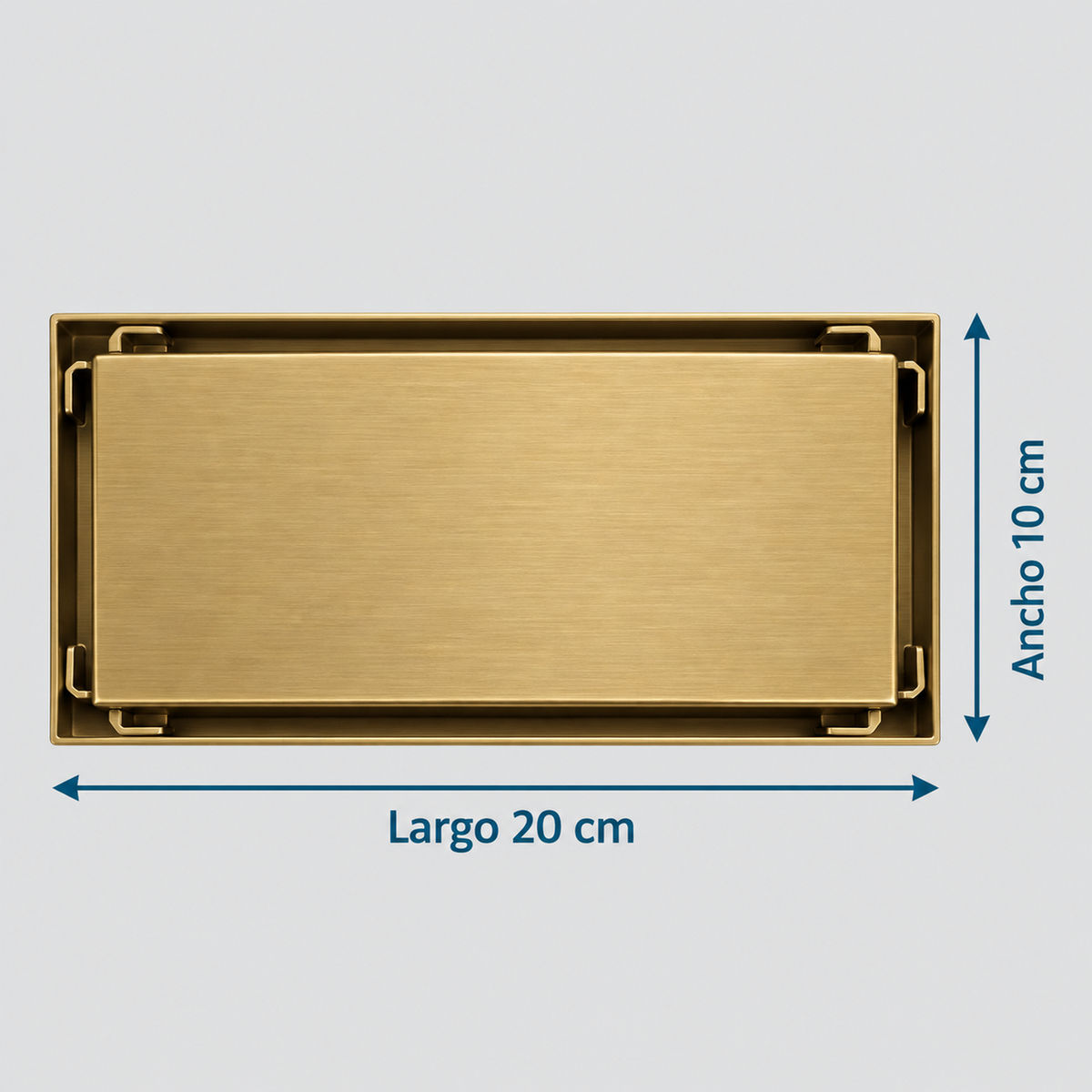 Medidas de Rejilla Lineal Invisible Oro Cepillado Para Piso 20 X 10 Cm