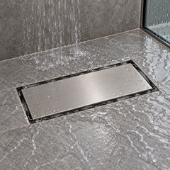Rejilla Lineal Invisible Satinada En Acero Inoxidable Para Piso 20 X 10 Cm