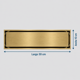 Medidas de Rejilla Lineal Invisible Oro Cepillado Para Piso 30 X 10 Cm
