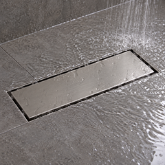 Rejilla Lineal Invisible Satinada En Acero Inoxidable Para Piso 30 X 10 Cm