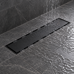 Rejilla Lineal Invisible Negra Para Piso 40 X 10 Cm
