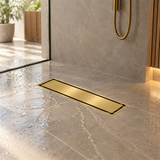 Rejilla invisible Oro cepillado ambientada en baño