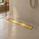 Rejilla invisible Oro cepillado ambientada en baño