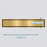 Medidas de rejilla invisible Oro cepillado 60 x 10 cm