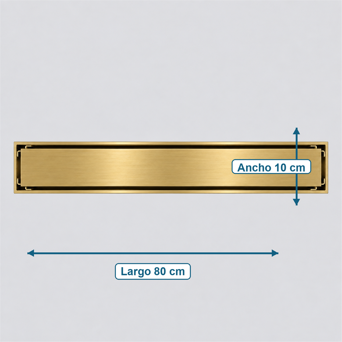 Medidas de rejilla invisible Oro cepillado 80 x 10 cm