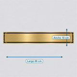 Medidas de rejilla invisible Oro cepillado 80 x 10 cm