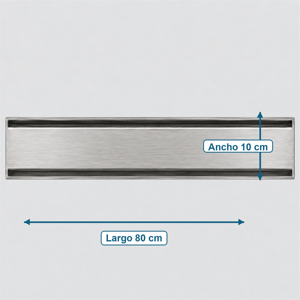 Medidas de rejilla invisible Acero inoxidable satinado 80 x 10 cm