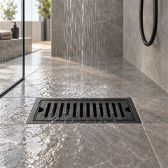 Rejilla Lineal Ranurada Para Piso Negra 20 x 10 cm
