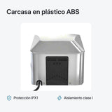 Parte trasera del secador de manos, carcasa en plástico ABS con protección IPX1 y aislamiento clase I
