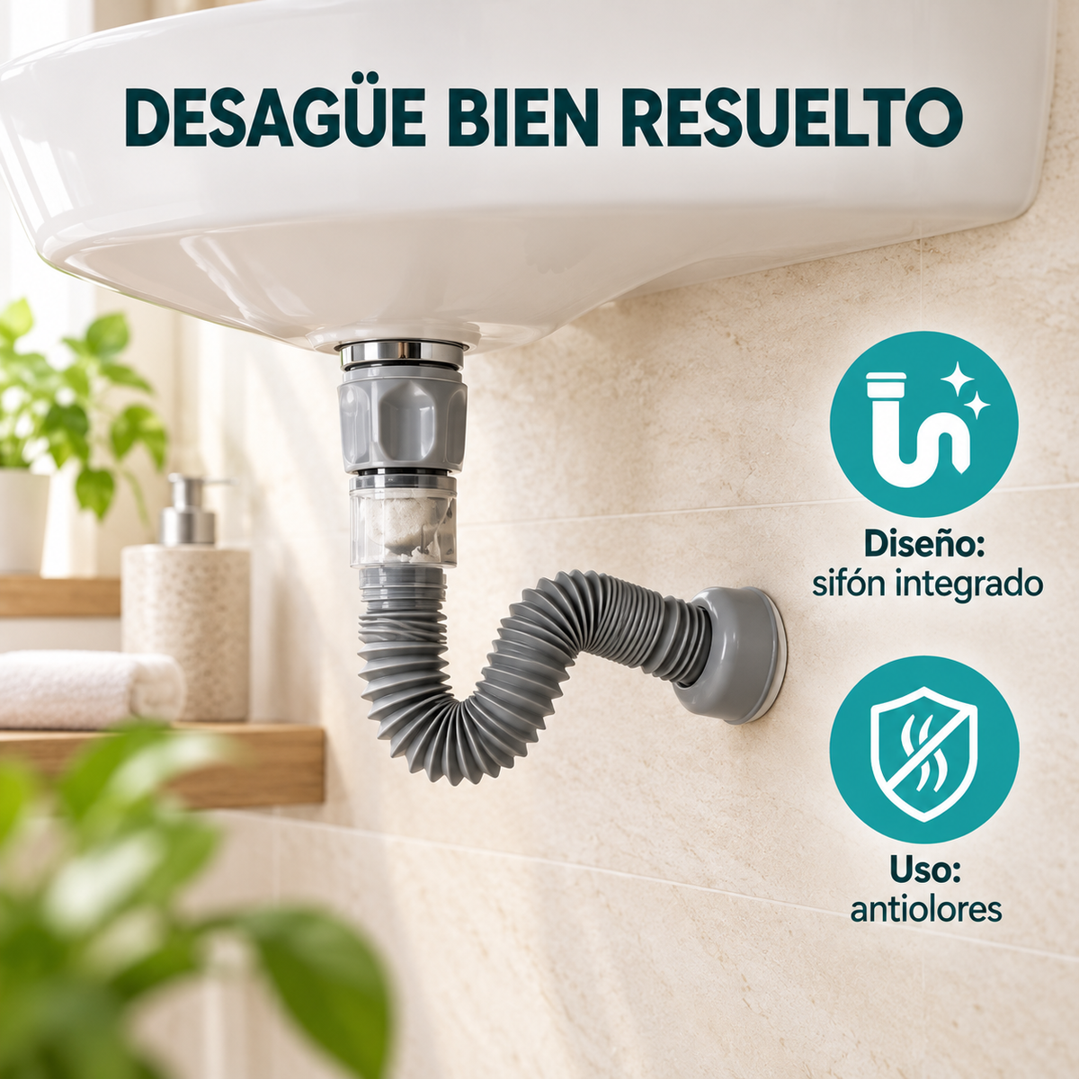 Detalle de sifón antiolores