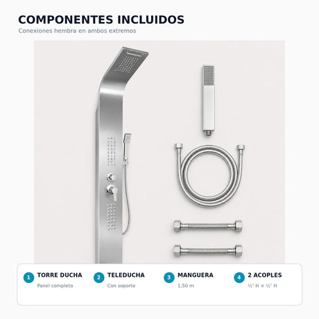 Componentes incluidos con dos acoples hembra en ambos extremos