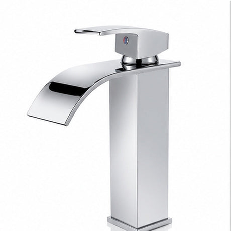 Grifería monocontrol baja tipo cascada cromada SKU 210 vista de producto