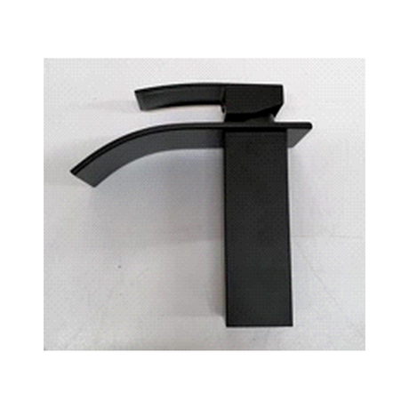 Grifería monocontrol baja para lavamanos tipo cascada negro mate SKU 210B