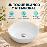 Lavamanos Ranuratto Blanco Esmaltado 36 cm: ficha de diseño, acabado y montaje.