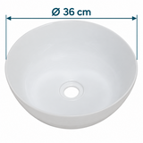 Lavamanos Ranuratto Blanco Esmaltado 36 cm: diámetro nominal de 36 cm indicado sobre el producto.