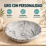Lavamanos Canoa Calacata Gris 41 × 33 cm: ficha de diseño, acabado y montaje.